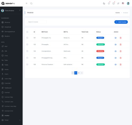 bootstrap admin template for crm